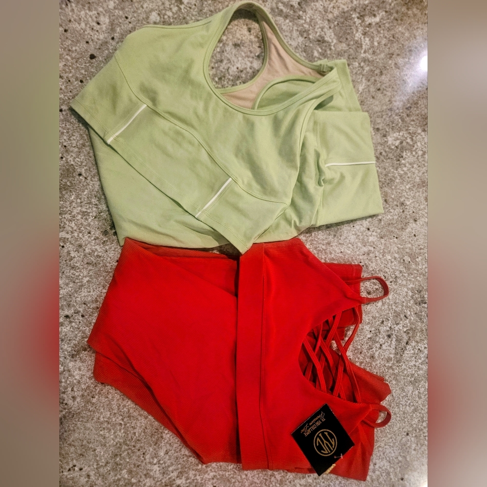 Til You Collapse Green, Purple and Red Leggings Set